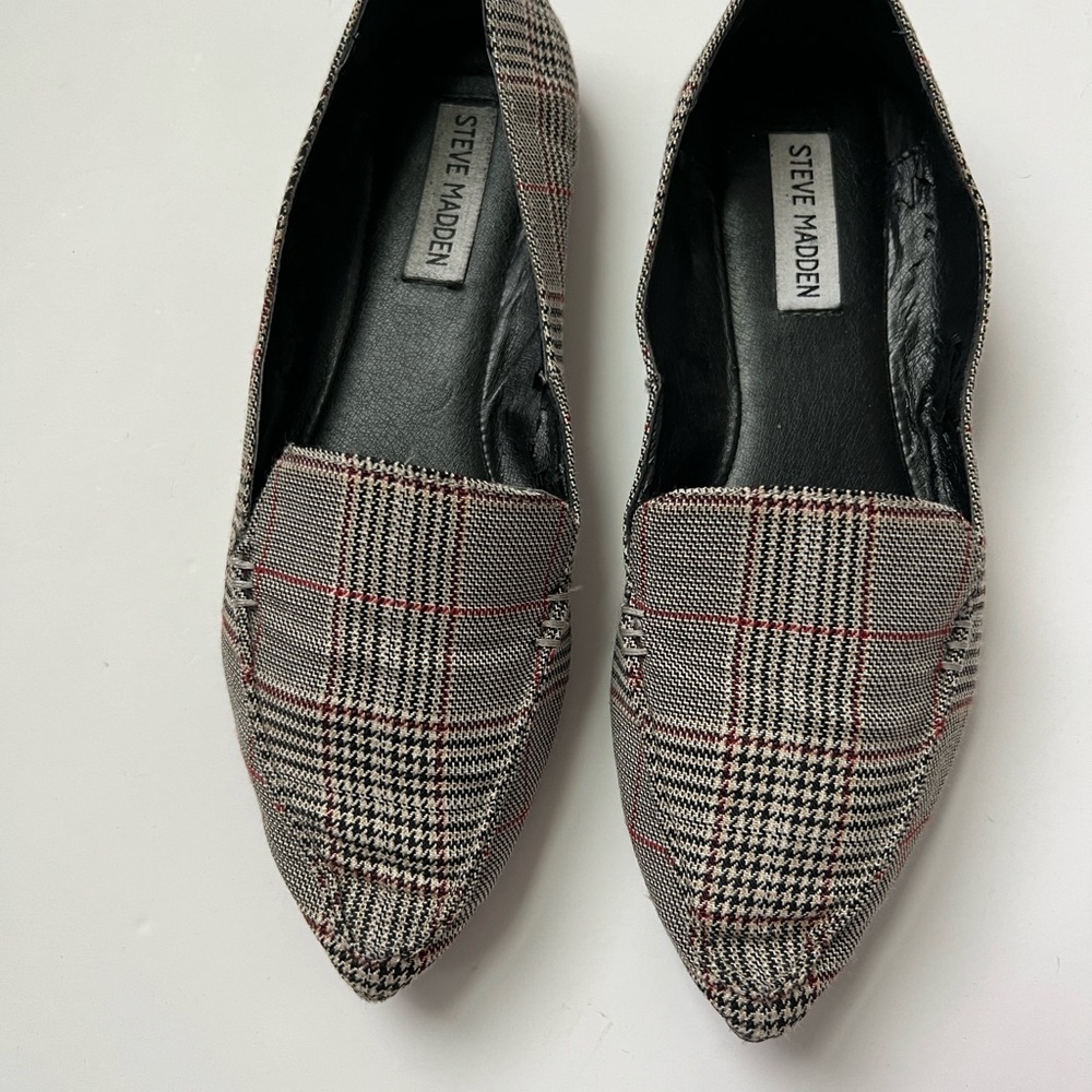 Steve Madden Women's Checkered Loafers - Black, White, and Red - Picture 3 of 6